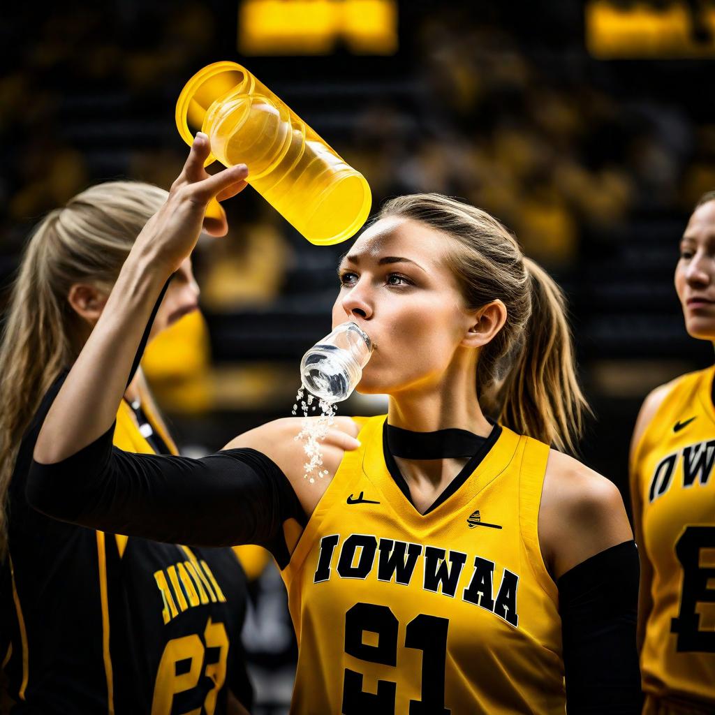 "Iowa Women's Hoops Player Hydrates Courtside"